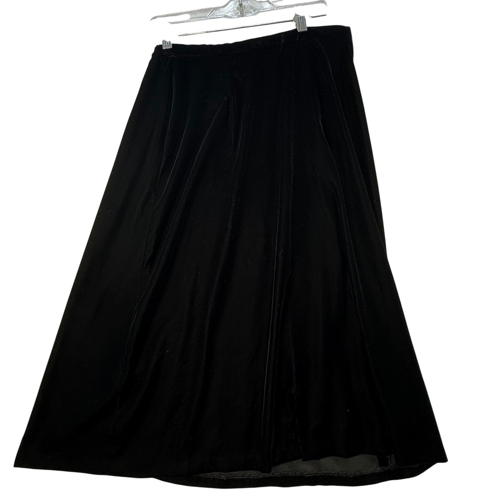 VTG Made in USA Velvet Maxi Skirt Womens 12 P Black Elegant Goth Whimsigoth
